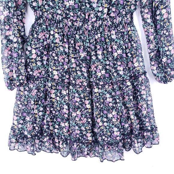 Vici Mini Dress Size S Multicolor Floral Long Sleeve Boho Festival Ruffle - Picture 9 of 16